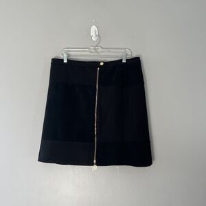 Anne Klein Faux Suede Pencil Skirt Black Zipper Front Size 14